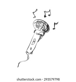 Simple hand drawn doodle of a microphone