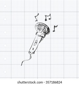 Simple hand drawn doodle of a microphone