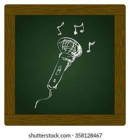 Simple hand drawn doodle of a microphone