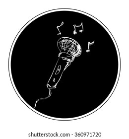 Simple hand drawn doodle of a microphone