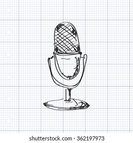 Simple hand drawn doodle of a microphone