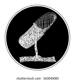 Simple hand drawn doodle of a microphone
