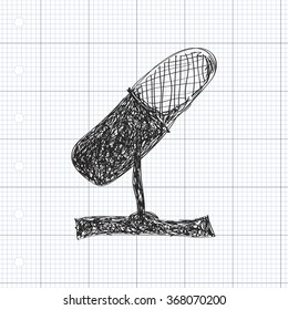 Simple hand drawn doodle of a microphone