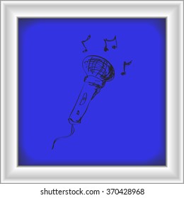 Simple hand drawn doodle of a microphone