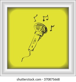 Simple hand drawn doodle of a microphone