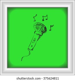 Simple hand drawn doodle of a microphone