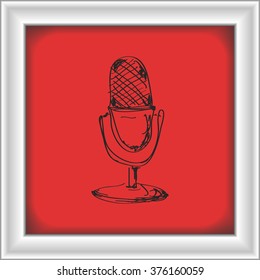Simple hand drawn doodle of a microphone