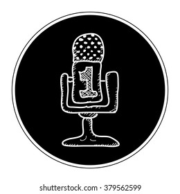 Simple hand drawn doodle of a microphone