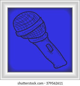 Simple hand drawn doodle of a microphone