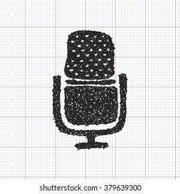 Simple hand drawn doodle of a microphone