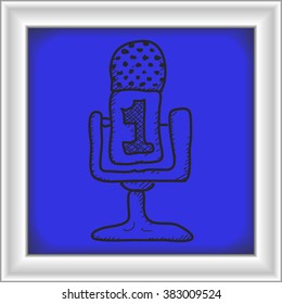 Simple hand drawn doodle of a microphone
