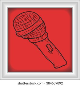 Simple hand drawn doodle of a microphone