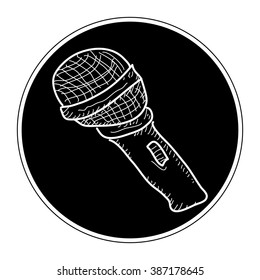 Simple hand drawn doodle of a microphone