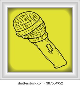 Simple hand drawn doodle of a microphone