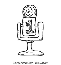 Simple hand drawn doodle of a microphone