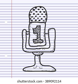 Simple hand drawn doodle of a microphone