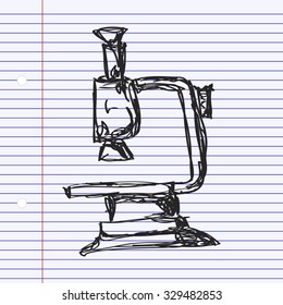 Simple hand drawn doodle of a microscope
