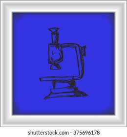 Simple hand drawn doodle of a microscope