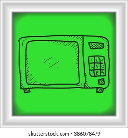 Simple hand drawn doodle of a microwave