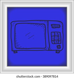 Simple hand drawn doodle of a microwave