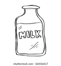Simple hand drawn doodle of a milk bottle