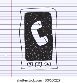 Simple hand drawn doodle of a mobile phone