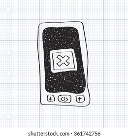 Simple hand drawn doodle of a mobile phone