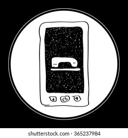 Simple hand drawn doodle of a mobile phone