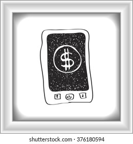 Simple hand drawn doodle of mobile payments