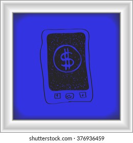 Simple hand drawn doodle of mobile payments