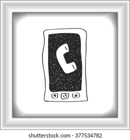Simple hand drawn doodle of a mobile phone