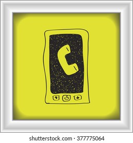 Simple hand drawn doodle of a mobile phone