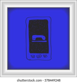 Simple hand drawn doodle of a mobile phone