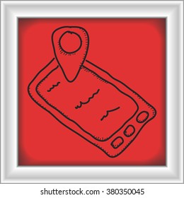 Simple hand drawn doodle of a mobile phone gps