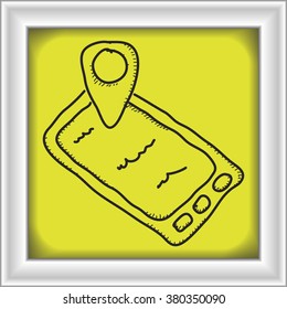 Simple hand drawn doodle of a mobile phone gps