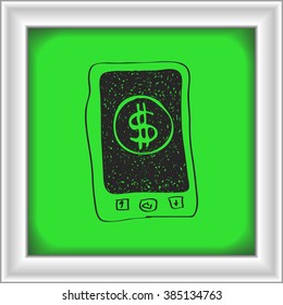Simple hand drawn doodle of mobile payments