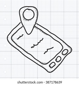 Simple hand drawn doodle of a mobile phone gps
