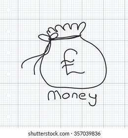 Simple hand drawn doodle of a money bag