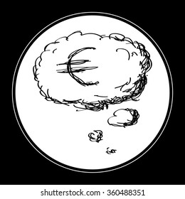 Simple hand drawn doodle of a money thought