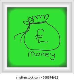 Simple hand drawn doodle of a money bag