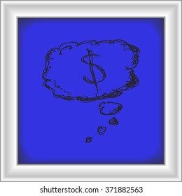 Simple hand drawn doodle of a money thought