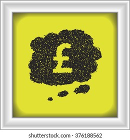 Simple hand drawn doodle of a money thought bubble
