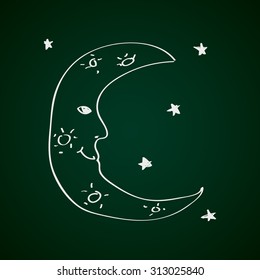 Simple hand drawn doodle of a moon