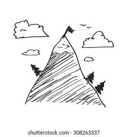 Simple hand drawn doodle of a mountain