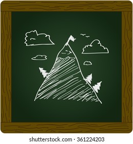 Simple hand drawn doodle of a mountain