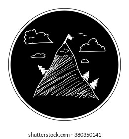 Simple hand drawn doodle of a mountain