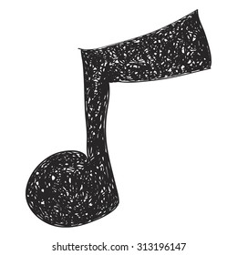Simple hand drawn doodle of a music note