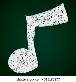 Simple hand drawn doodle of a music note