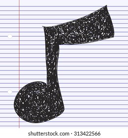 Simple hand drawn doodle of a music note