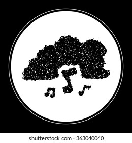 Simple hand drawn doodle of a music download